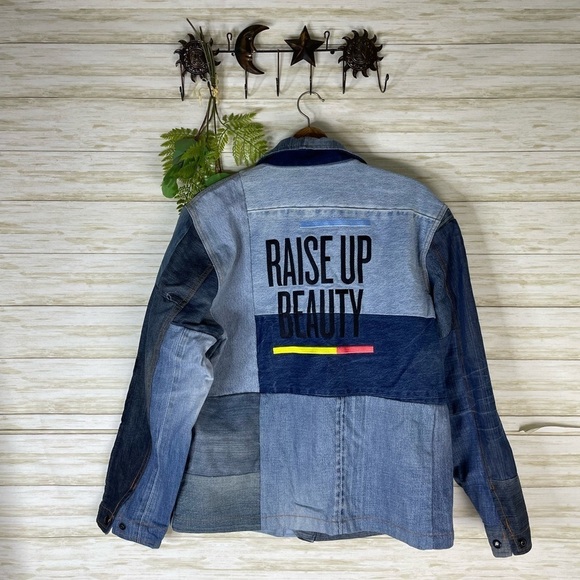 Upcycled Beauty Counter Denim Patchwork Jean Jacket - Picture 4 of 4